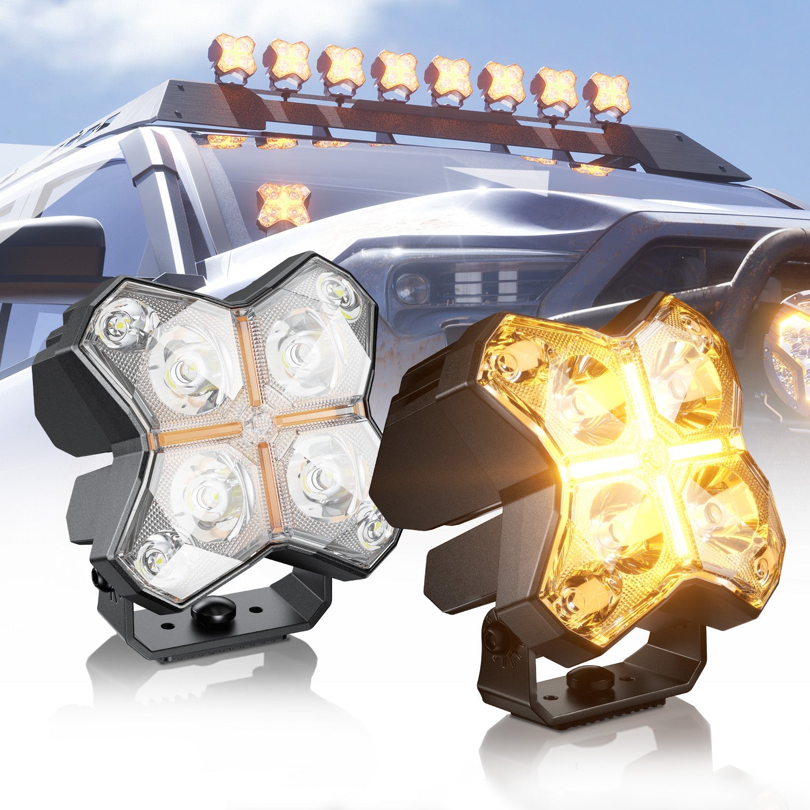 AUXITO X-Plore 1 Series | 4.5\" Auxiliary Driving Lights Spot/Driving Beam + Amber DRL product image