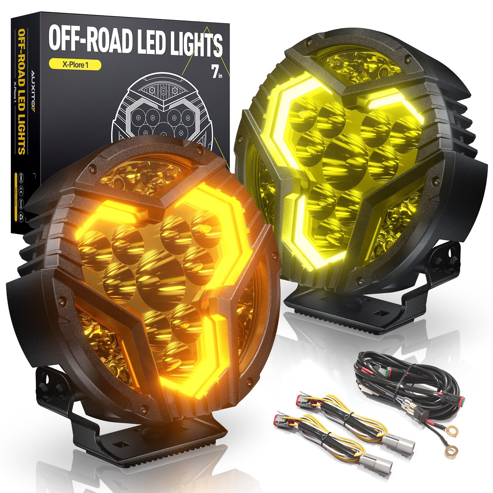 AUXITO X-Plore 1 Series | 7\" Off-Road Driving Lights Combo Beam with Switchback DRL product image