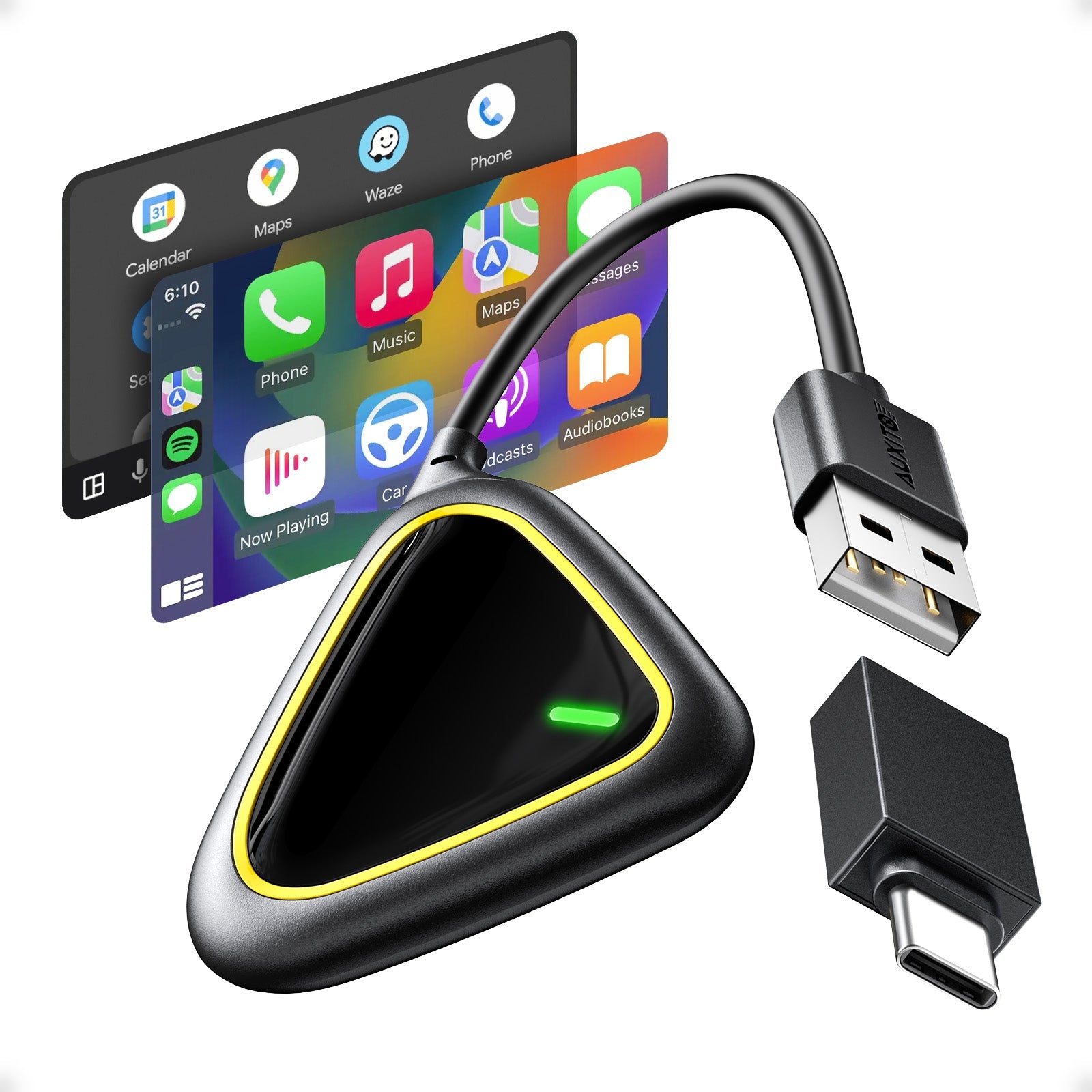 Slim Wireless CarPlay Adapter for Apple CarPlay, Upgrade Factory Wired Carplay to Wireless, Plug & Play No Latency for iPhone iOS 10+ and Cars from 2015 product image
