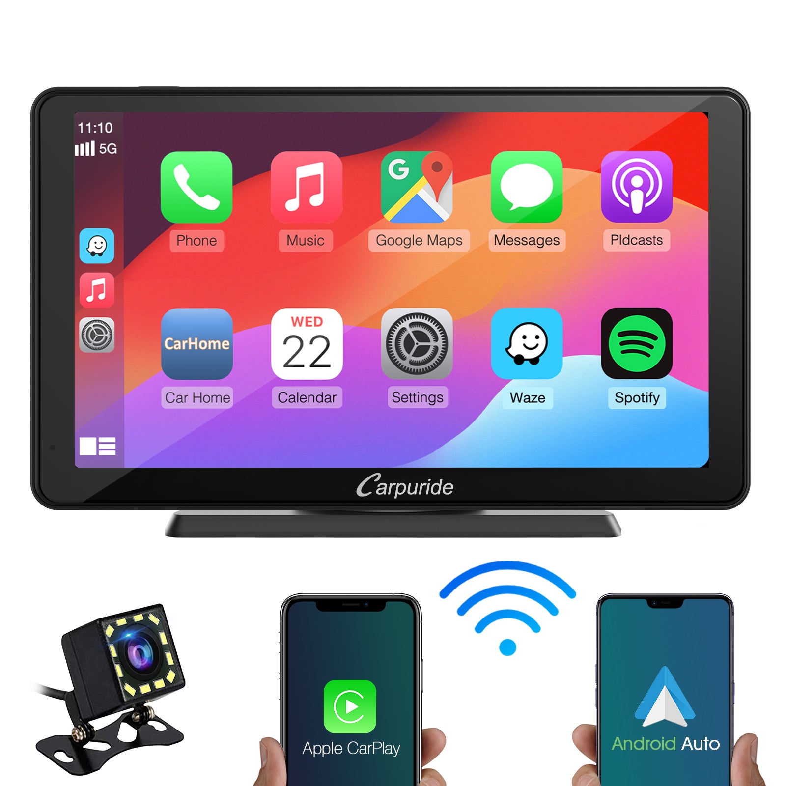 CARPURIDE C3 Portable Smart Multimedia Dashboard Console with Detachable Sunshade and Backup Camera product image