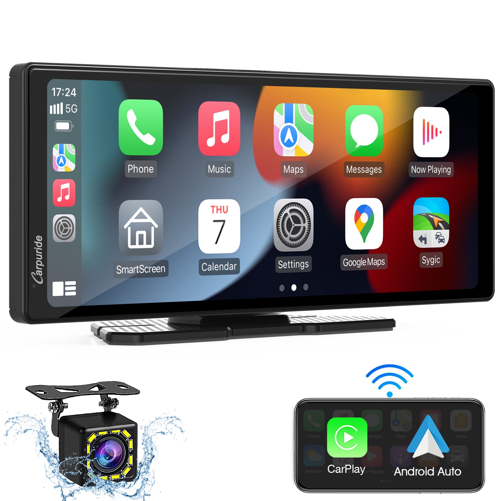 CARPURIDE C92 Portable Smart Multimedia Dashboard Console With Backup Camera product image