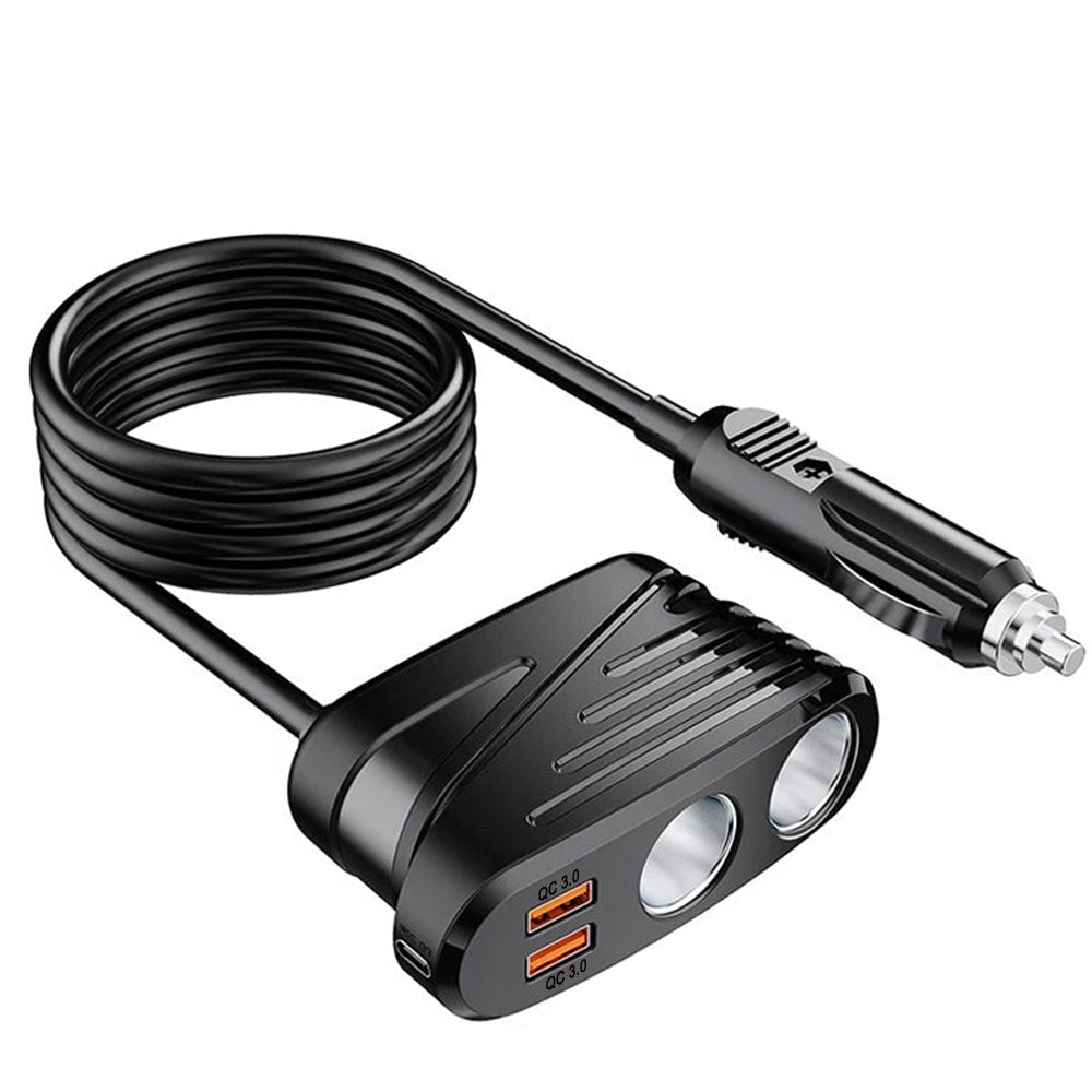 CARPURIDE Car charger mobile phone charger cigarette lighter dispenser with 2USB ports dual QC3.0 fast charging 20W USB-C Type-C charging product image