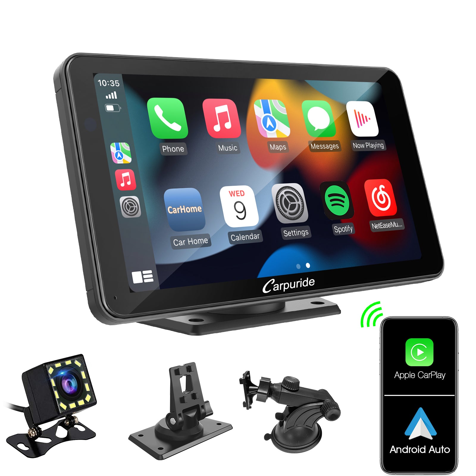 CARPURIDE Car Stereo with Wireless Apple CarPlay&Android Auto,Plug and Play Quick Install, Suitable for All Cars, 7 Inch IPS Touch Screen, Multimedia Player with Bluetooth, Mirror Link, Backup Camera product image