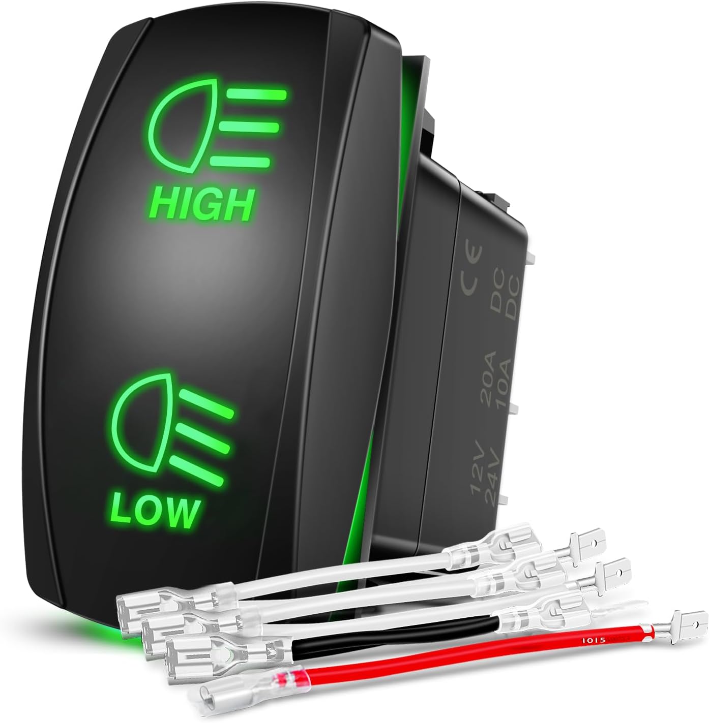 High Low Beam Headlights Rocker Switch Toggle On/Off/On DPDT 7Pin 12V 24V High/Low Jumper Wires for Cars Trucks Caravans Trailer Tractor RV SUV ATV UTV,2 Years Warranty product image