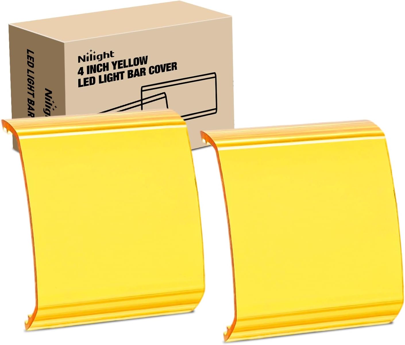 Light Bar Cover for 4 Inch LED Pods, 2 PCS Yellow Protective Durable Polycarbonate Lens Waterproof Dustproof Scratch-Proof for Double-Row Off Road Driving Lighting product image