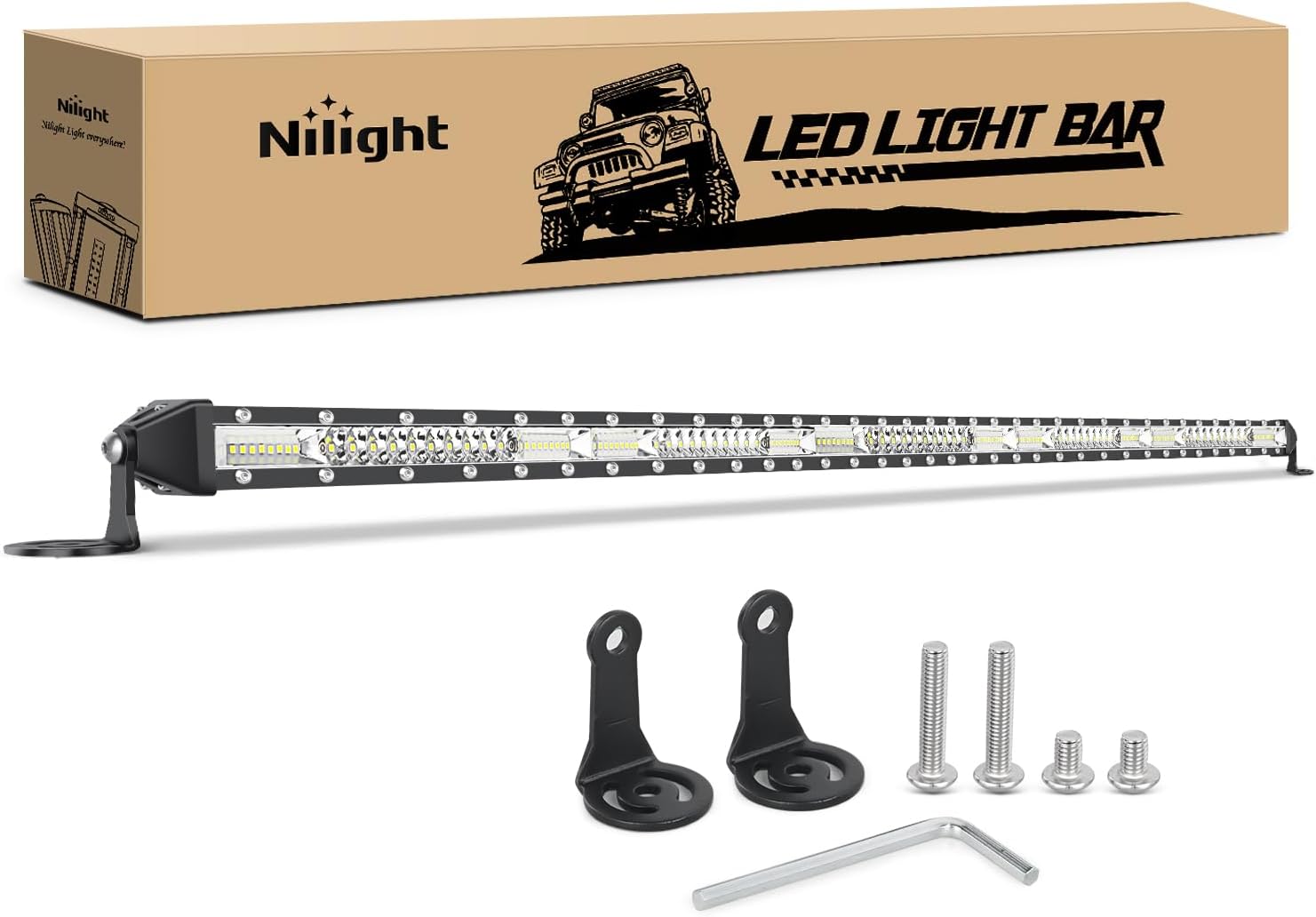 Slim LED Light Bar 50 Inch 130LED Single Row Spot Flood Combo Fog Lights Driving Work Roof Bumper Lamp Offroad Lighting for 4x4 Trucks SUV ATV UTV product image