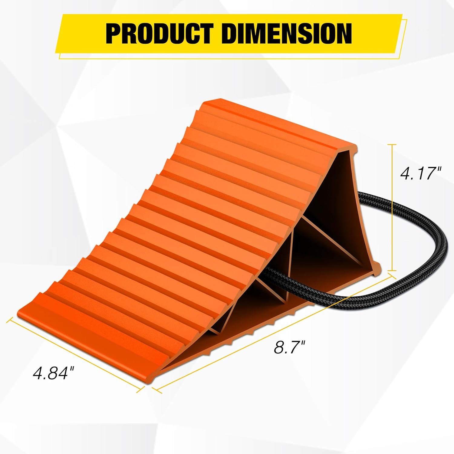 Wheel Chocks, Heavy Duty Wheel Stopper for Car, Truck, RV, Trailer, Caravan, Motorcycle, 8.7 Inch x 4.8 Inch x 4.2 Inch, 2-Pack(Orange) product image