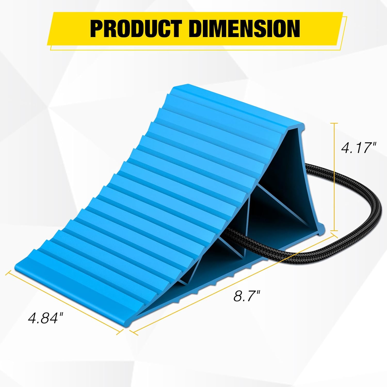Wheel Chocks, Heavy Duty Wheel Stopper for Car, Truck, RV, Trailer, Caravan, Motorcycle, 8.7 Inch x 4.8 Inch x 4.2 Inch, 4-Pack(Blue) product image