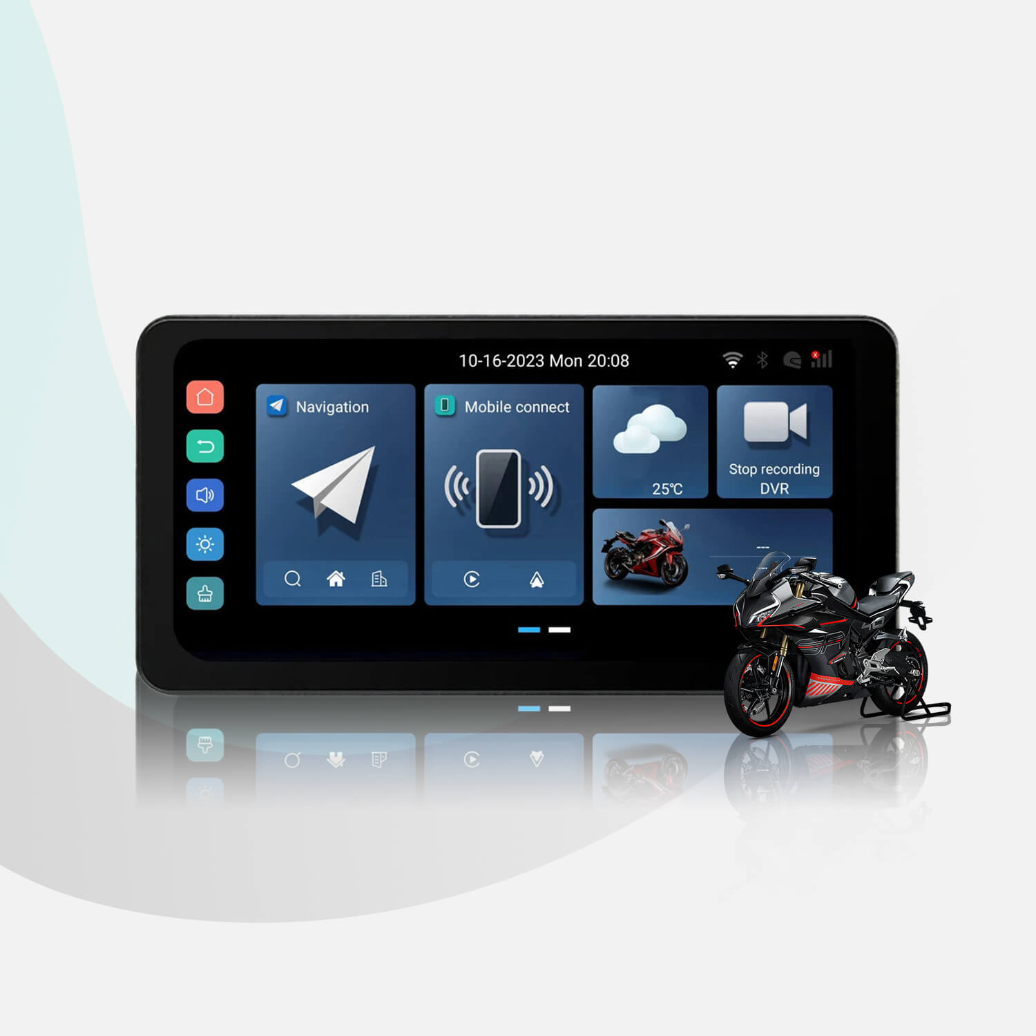CarPlay Lite C5 Ultra Motorcycle Android 12 GPS Display Screen With DVR Camera product image
