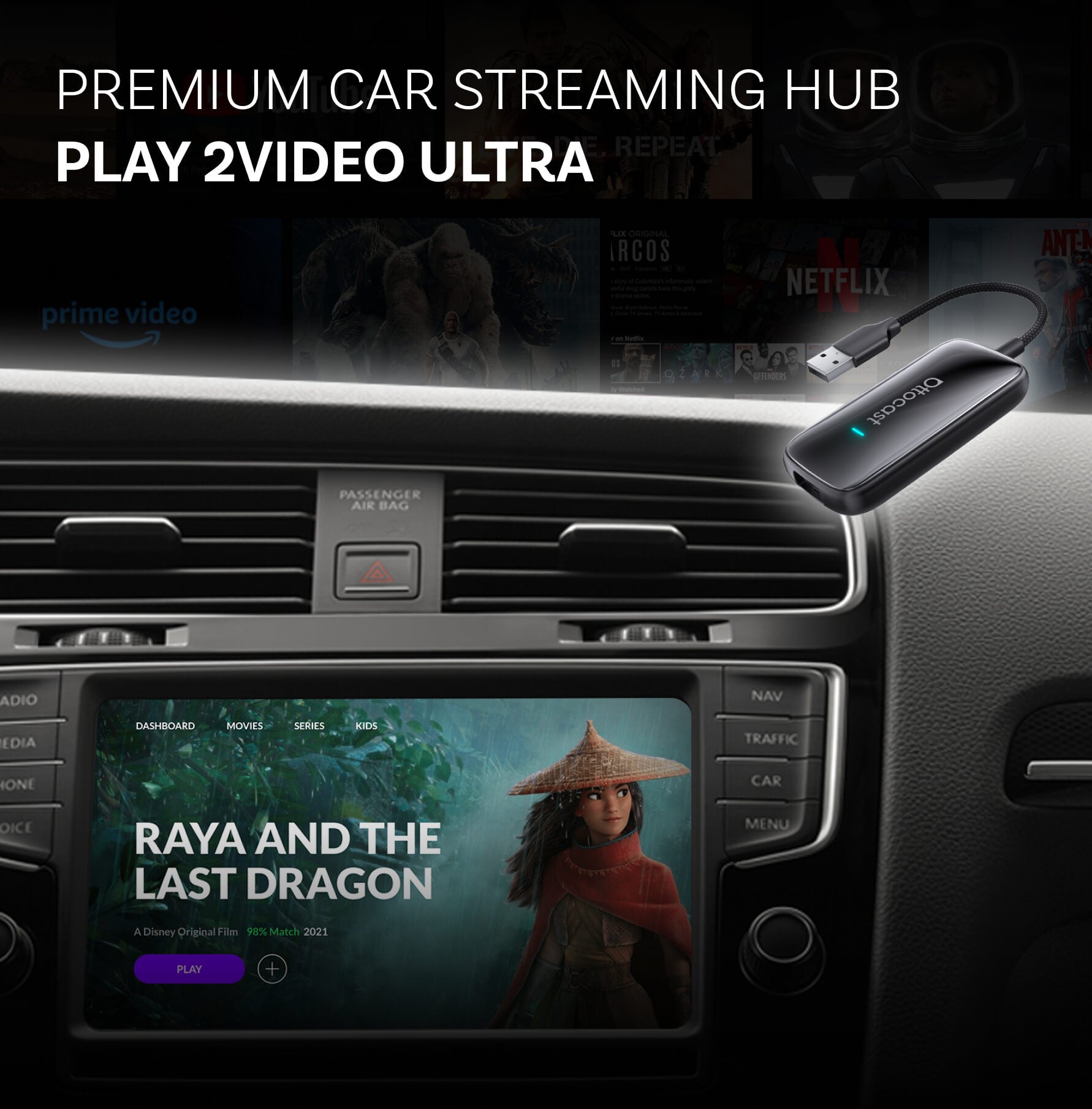 (Use code to save 20% OFF: L15) Play2Video Ultra Wireless CarPlay/Android Auto All-in-1 Adapter product image