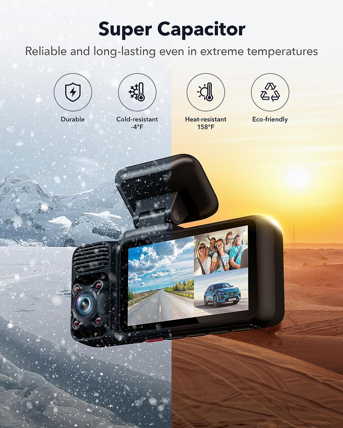 REDTIGER 3 Channel Dash Cam Front and Rear, Dash Camera with 5G WiFi GPS, IR Night Vision, Free 64GB Card, 24H Parking Mode, Vehicle product image