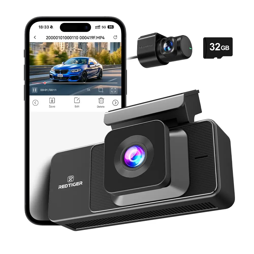REDTIGER 3 Channel Dash Cam, 2.5K+1080P+1080P Front Inside and Rear Dash Camera, Free 32GB Card, Car Camera for Cars, Wifi, WDR Night Vision, 24H Parking Mode product image