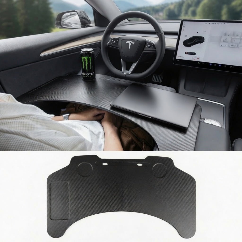 Carbon Fiber Pattern Foldable Working Tray Table for Model 3 Highland & Model Y Juniper | ABS product image