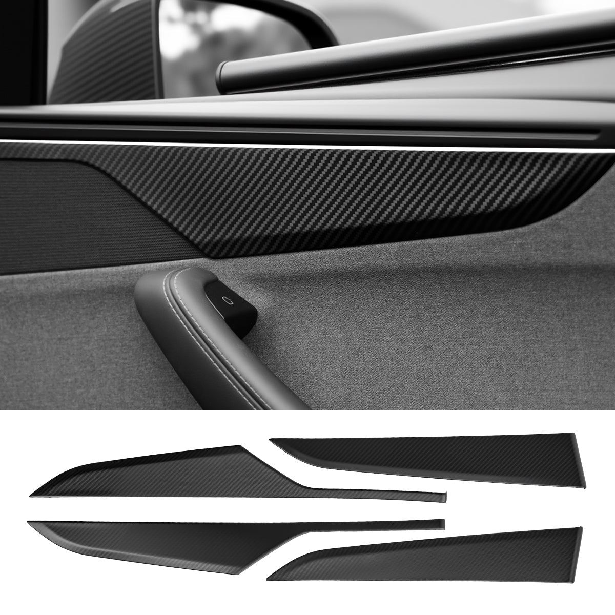 Dry Carbon Fiber Door Panel Trim Covers for Model Y Juniper product image