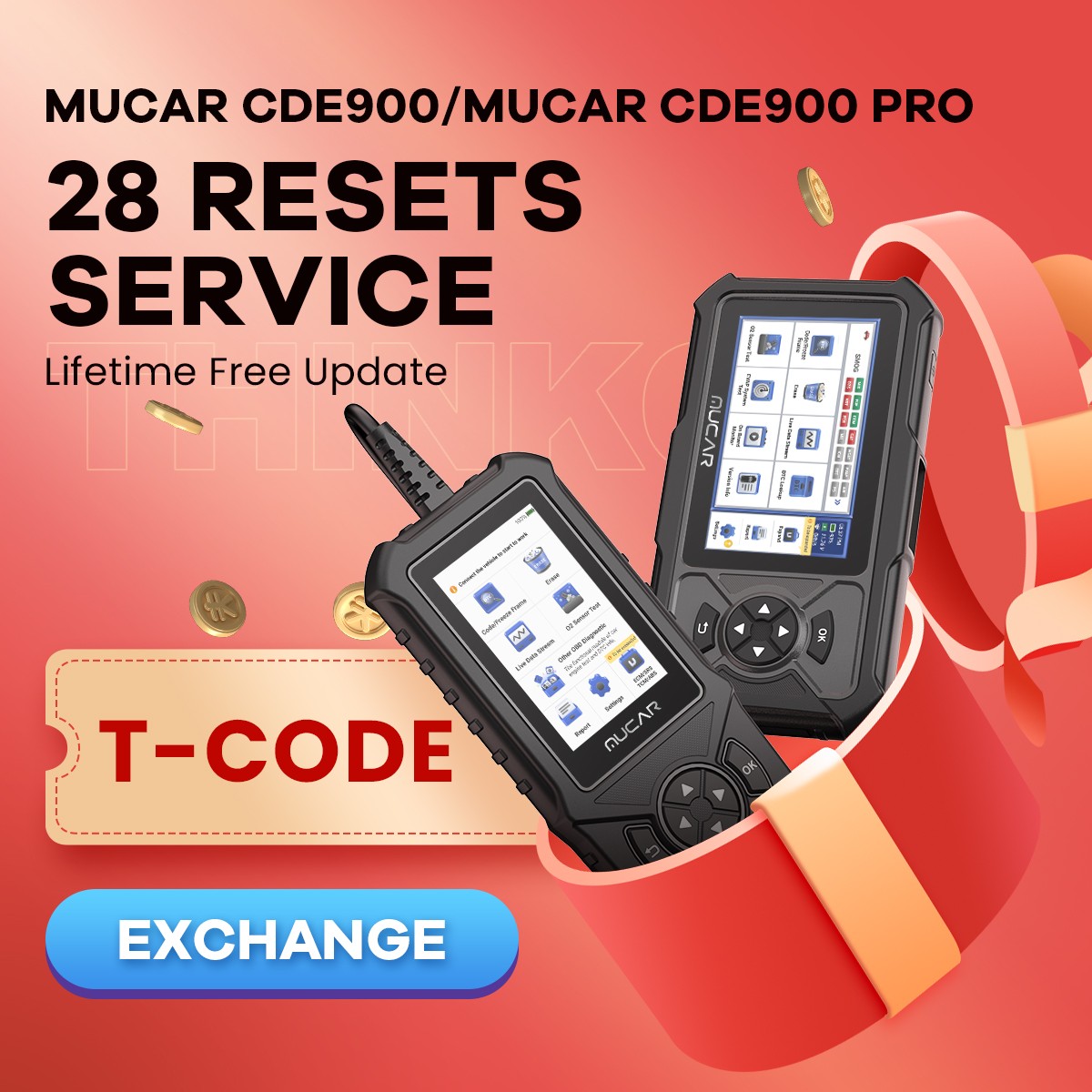 MUCAR CDE900/CDE900 PRO T-code 28 Reset Function product image