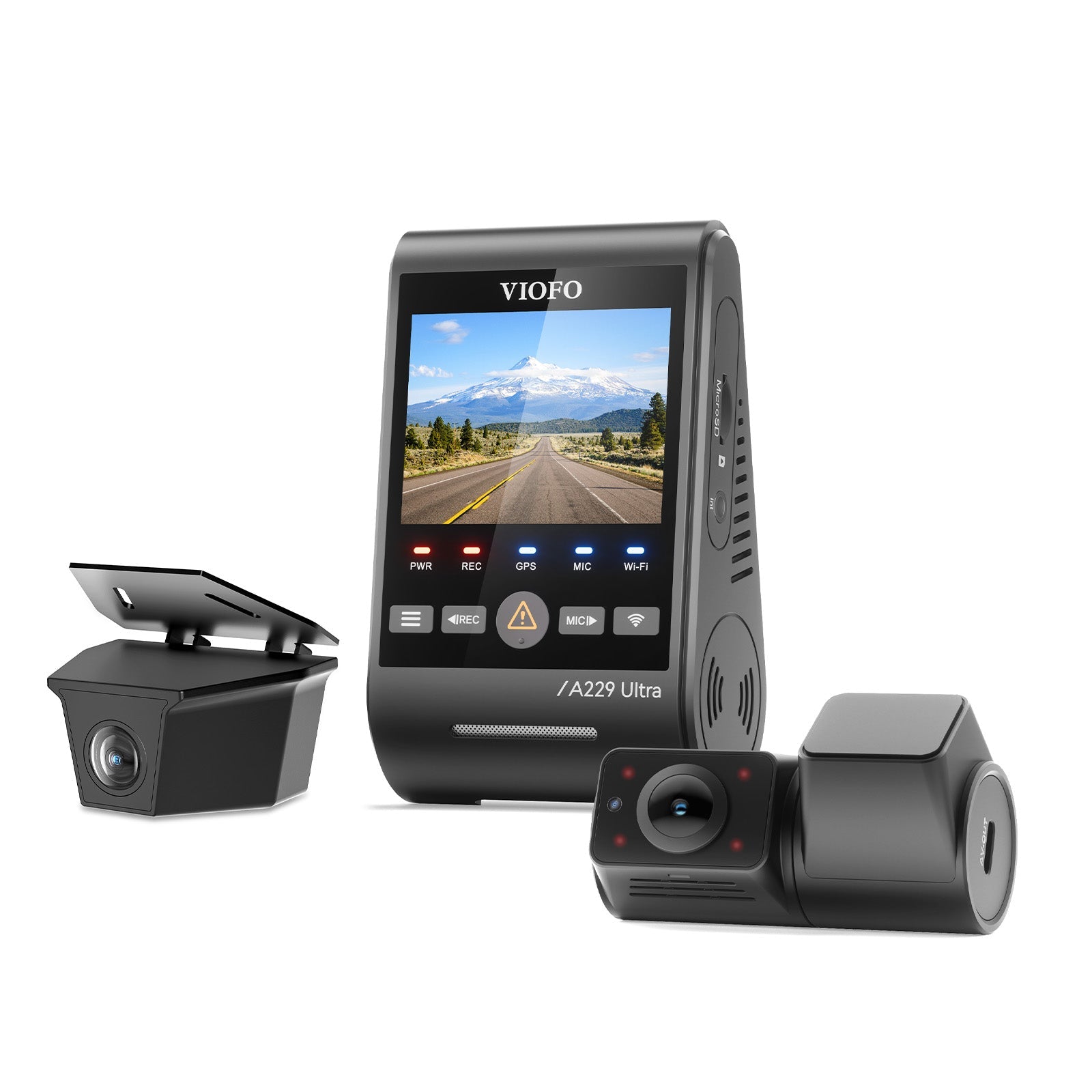 VIOFO A229 Ultra-W 3CH 4K Front+4K Waterproof Rear Camera+1080P Fisheye Cabin Cam with Triple Sony STARVIS 2 Sensors, 3-Channel HDR product image
