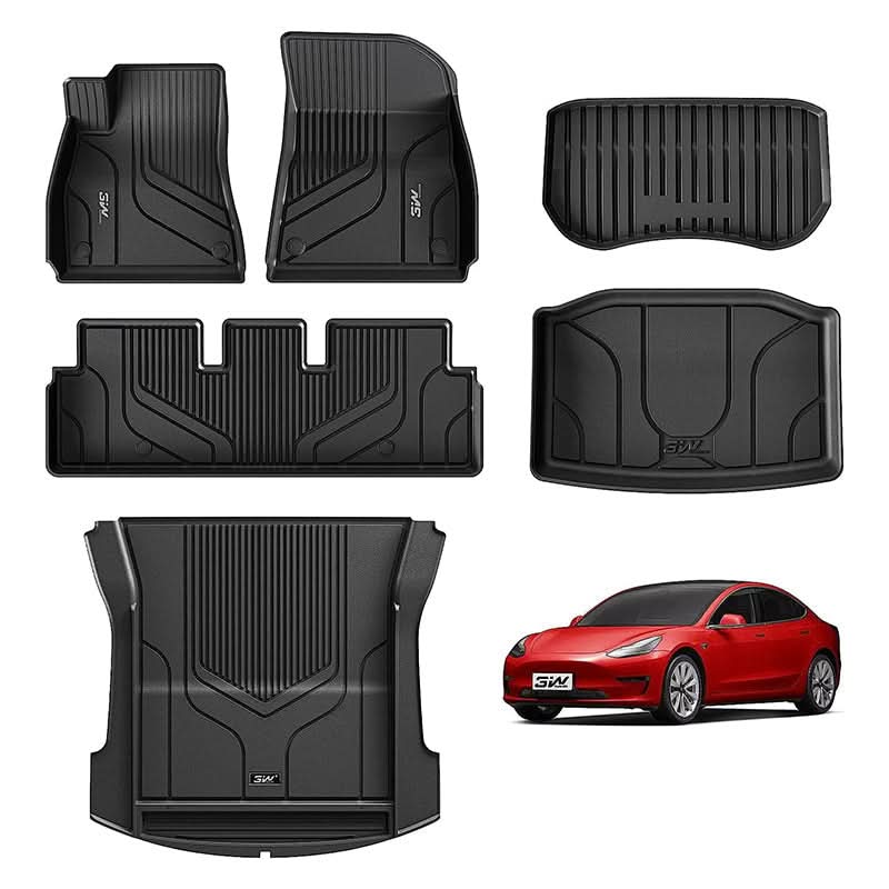 3W Tesla Model 3 2021-2022 Custom Floor Mats & Trunk Mats TPE Material & All-Weather Protection product image